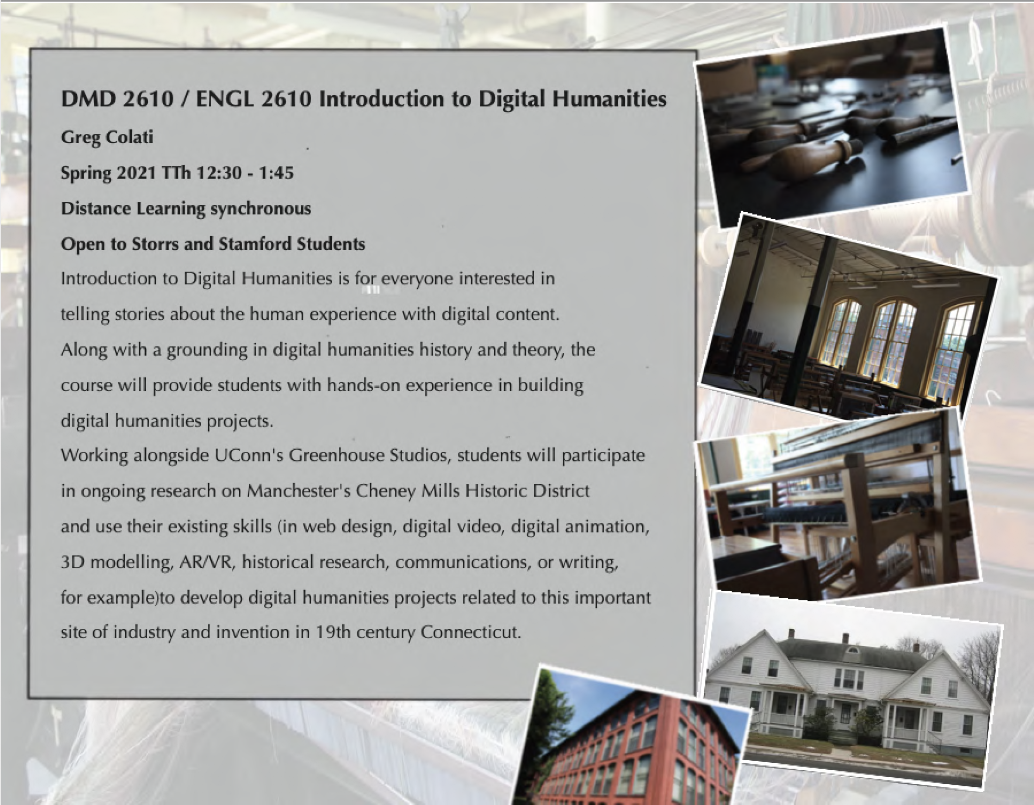 DMD New/Variable Topics Courses - Spring 2021 | Digital Media & Design